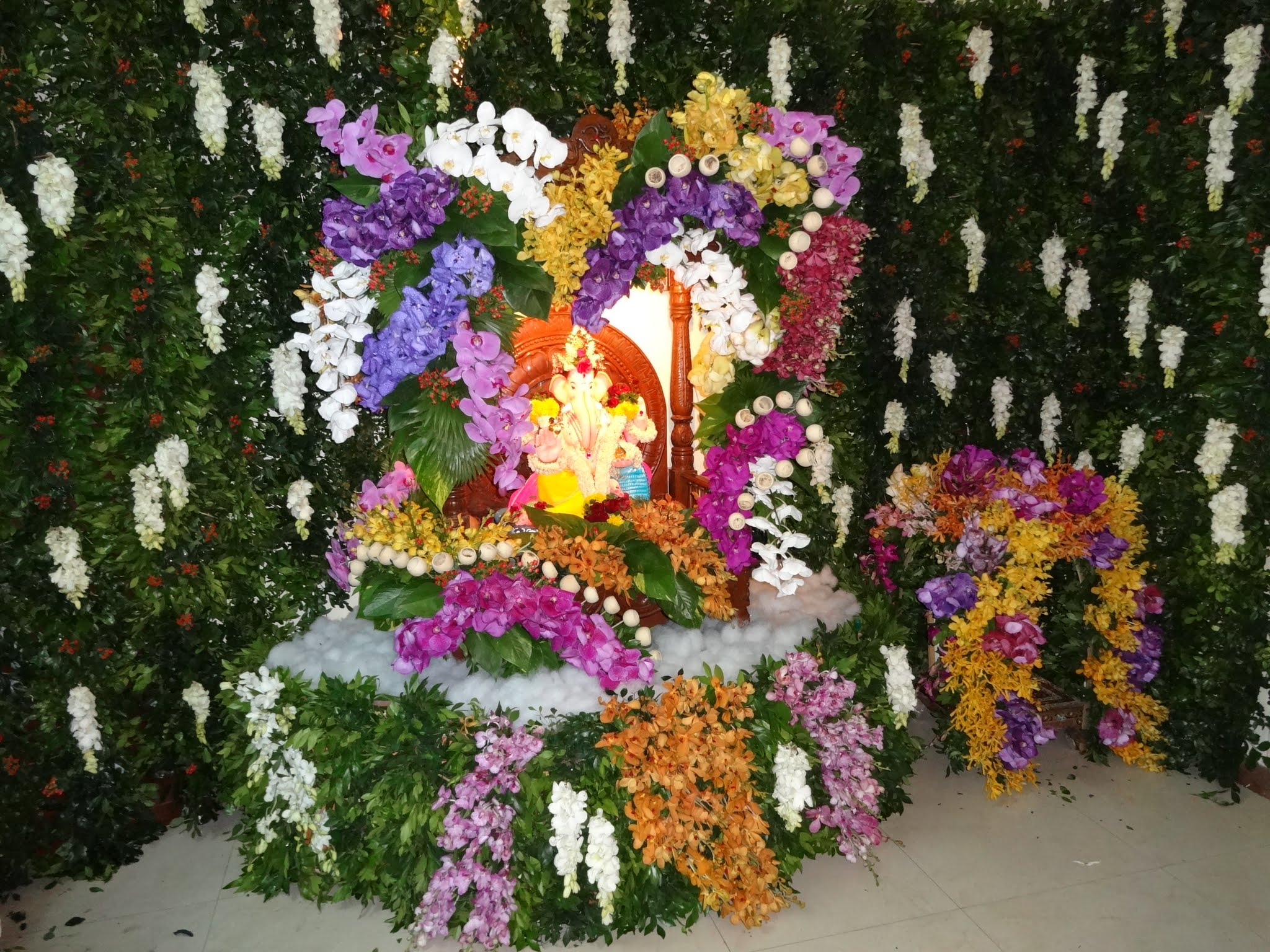 Floral backdrop for Ganpati